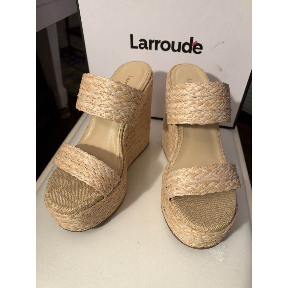 Larroude Pamela Wedge Raffia Platform Sandal - BNWB - Size 8.5